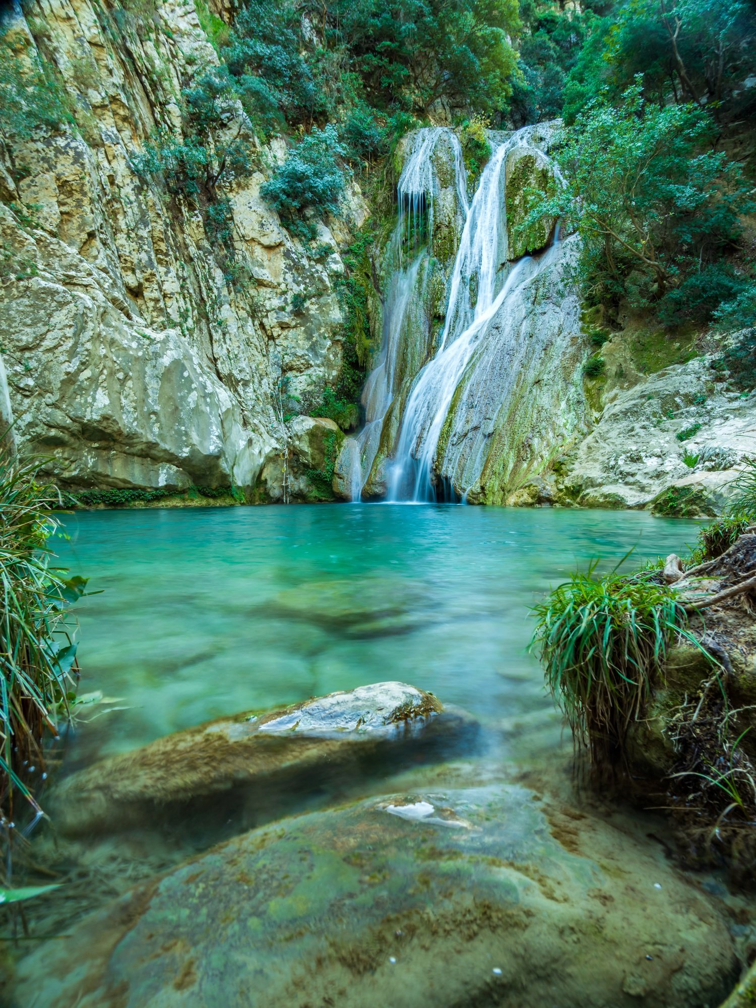 Waterfall green forest river stream